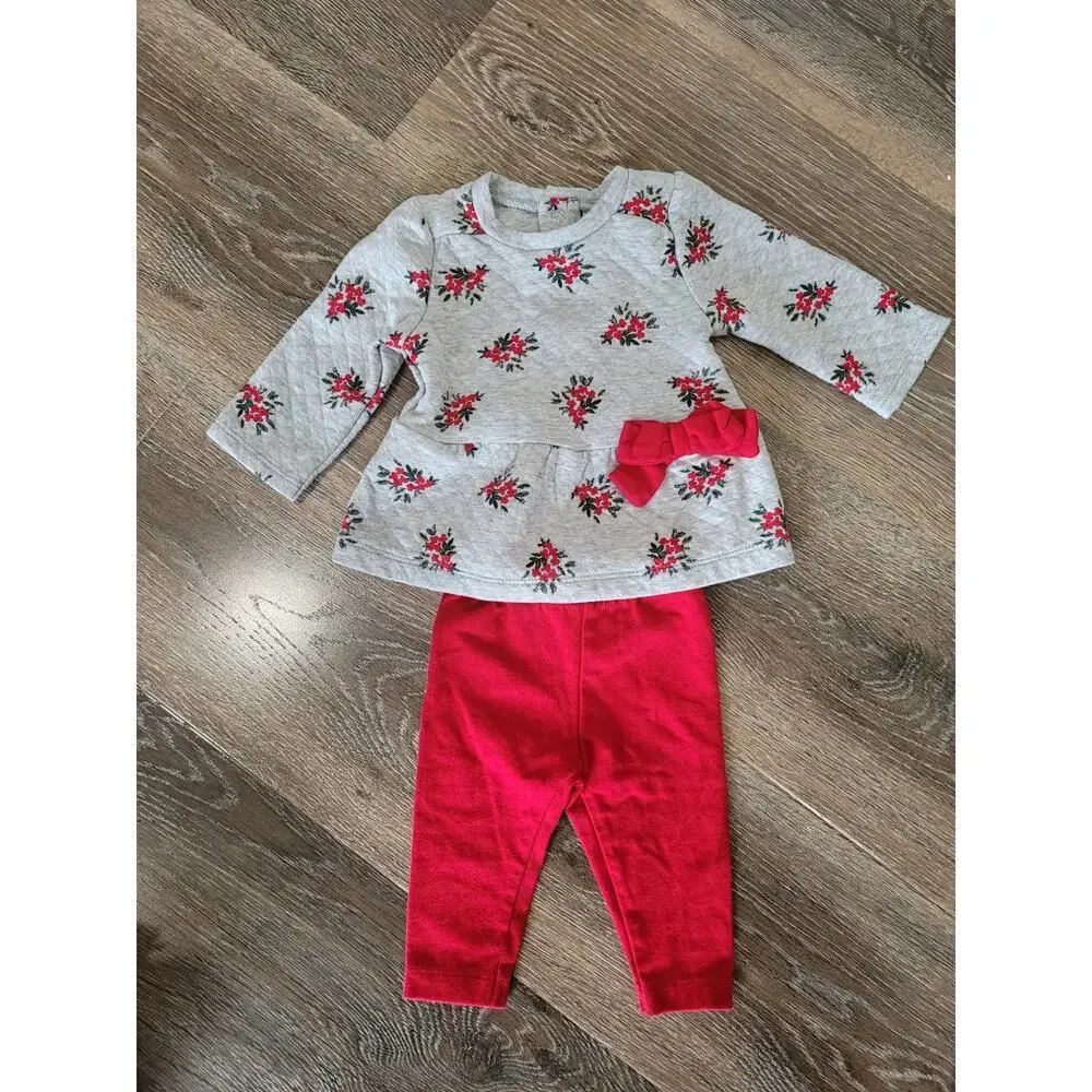 Carter's Baby Girl Christmas Winter Red Outfit Sweater and Pants 3 Months #7